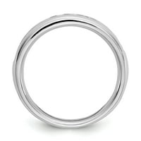 0,43 карат. ЧЗ Солид Реал 14к Бяло Злато 11-каменен канал венчална халка пръстен