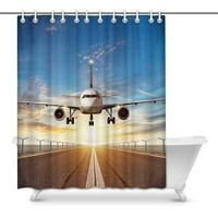 Пътници самолет в красив залез светлина домашен декор водоустойчив полиестер тъкан душ завеси за баня комплекти за баня