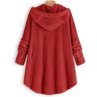 Guvpev женски копче коледно бродерия пуловер хлабав пуловер блуза плюс размер коледни костюми за жени - розово l