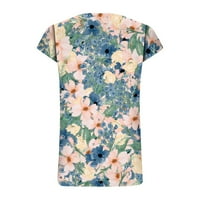 Летни върхове дамски модни ежедневни бохо флорални ежедневни тениски къси ръкави v шия блуза върхове