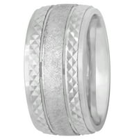Мъжки Стерлинг сребърен диамант-изрязан ръб пръстен-Мъжка Сватбена халка