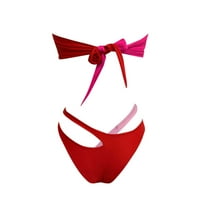Дамски бански цветни ивици бикини комплект повдигащ подплатен сутиен за къпане Плажно облекло
