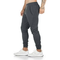 Дълги панталони за мъже Мъжки джоб с цип Zipper джобни фитнес панталони сиви L, AC5263