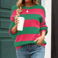 Пуловер за жени ежедневни цветни блок с дълъг ръкав с пръст с лек пуловери отгоре пуловери върхове