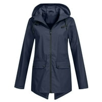 Wofeydo Winter Coats за мъже, размер Solid Women Outdoor Loose Cooted Windproof Casual Plus Doage Doman's Coat, жилетка за жени, тренч палта за жени ВМС m