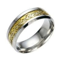Heiheiup пръстен със сребърен титанов дракон Дракон неръждаема златна стоманена пръстена стоманени пръстени Момче пръстени