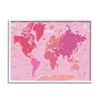 Ступел индустрии розови тонове карта на света Атлас държави образование графично изкуство бяла рамка изкуство печат стена изкуство, дизайн от Аролин Вайдерхолд