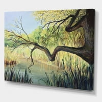 Езерото на тишината от дървото живопис платно изкуство печат