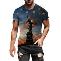 Американски флаг Мъжка тениска звезди и ивици мода случайни къс ръкав о врата Печатни топ блуза 4-ти юли графични тениски за мъже Черно М