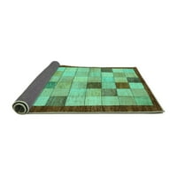 Ahgly Company Indoor Rectangle Checkered Turquoise Blue Modern Area Rugs, 4 '6'