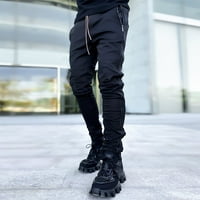 Smihono се занимава с мъжки панталони с прав крак удобен салон Небрежен еластичен талия твърд цвят мода уютни ежедневни панталони меки джобове спокойни панталони с пълна дължина мъжки свободно време черно 8