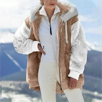 Uhndy зимни якета палта за жени, модни жени топло фау палто яке зима зимен цип дълъг ръкав връхни дрехи коледни подаръци за жени