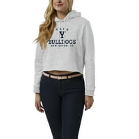 Колегиално износване на женската лига Heather Grey Yale Bulldogs Изрязани пуловер качулка