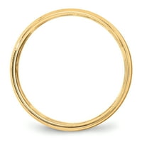 Първично злато карат жълто злато леко тегло milgrain половин кръг сватбена лента размер 5