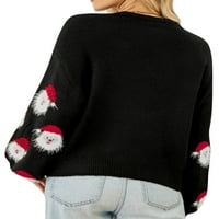 Sanviglor Дамски пуловер зимен топъл джъмпер върхове дълъг ръкав пуловер трикотажни дрехи плетени пуловери шезлонги черни s