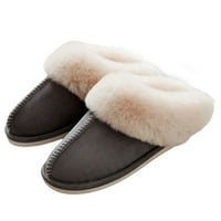 Женски велур удобни чехли памет пяна пухкав топъл неплъзгащ се приплъзване на зимни топли обувки за жени бежово