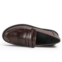 Kkdom Loafer за жени се плъзга на Leahter Comfort плоски обувки за пискюли кафяв размер 6