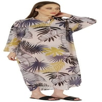 Moomaya отпечатана макси риза рокля за женски рол ръкави летни ежедневни секси плажна рокля