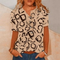 Floleo женски върхове Просвещение Лято жени Лятна ежедневна тениска с тениска с къси ръкави кръг на шията пуловер на блуза върхове
