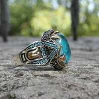 Офис консумативи Awdenio сделки луксозен пръстен, винтидж гравиран пънк стил син пръстен, модна личност пръстен бижута подаръци за мъже жени