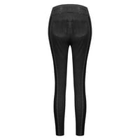 Корашански къси панталони за жени, женски моден Zipper Print Fau Denim Sports Bottoms Hip Lift плюс размер йога панталони, женски панталони
