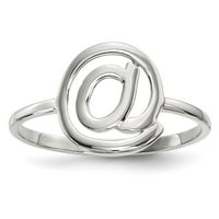 14k бяло злато полиран @ символ пръстен