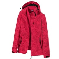 Женско яке на палто на открито ветроустойчиво дишащо флорлд печат топъл ветроустойчив топъл алпинизъм костюм Parkas палто