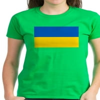 Кафепрес-знаме на Украйна тениска-Дамска тъмна тениска