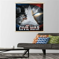 MARVEL - Капитан Америка: Гражданска война - Файф един лист стенен плакат с дървена магнитна рамка, 22.375 34