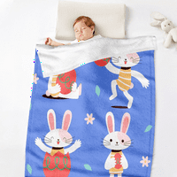 Великденски заек зайче фланелено одеяло с калъфи за офис, легло, диван ултра меки удобни хвърляния одеяло великденско одеяло за зайче за деца Момчета момчета