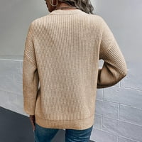 Fesfesfes жени пуловер солиден цвят дълъг ръкав дърпане кръгло деколте не ежедневни пуловерни върхове за продажба на дрехи
