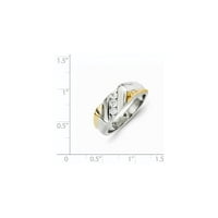 14k двутонен златен истински диамантен мъжки пръстен