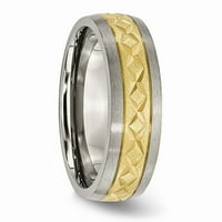 MIA Diamonds Титан жълт IP -поставен дизайн Grooved Сатен сватбена годежна лента Размер на пръстена - 7.5