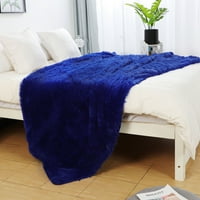 Piccocasa fau fur одеяло ултра фибри рошаво хвърляне на кралско синьо хвърляне