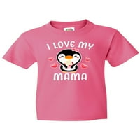 Мастика обичам мама със сладък пингвин и сърца младежки тениска