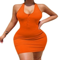 Grianlook дамски тениска рокля солиден цвят слънчев разтвор къси мини рокли жени разхлабени просто бутон надолу оранжево m