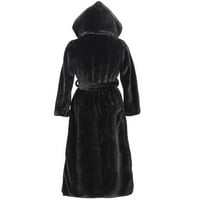 Върхове за жени жени Зимно топло палто с топло пухкаво яке от фау с дълъг ръкав връхни дрехи с черно котлони черни s