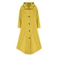 Стабилно плетена жилетка за женски якета с качулка с качулки ежедневни пълни цип качулки суичър с дълги ръкави гаджета външни дрехи с джобове жълти s
