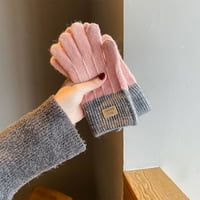 Зимни топли ръкавици за жените плюшени гъсти термични меки студени метеорологични ръкавици, за езда на тренировка с розово свободен размер
