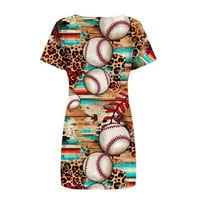Дамски летни ежедневни тениски рокли сладък графичен отпечатан къс ръкав люлееща се туника рокля S, M, L, XL, XXL