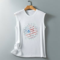 Cotonie Women's Summer ежедневен печат кръгла шия разхлабена тениска без ръкави отгоре