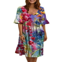 Дамски бомтуи свободни ежедневни рокли Бохо отпечатани плажни миди рокли летни рокли