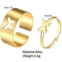 Задайте двойка пръстен сплав творческа личност Butterfly Hollow Ring