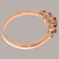 Британски направени 18K розово злато естествено розово турмалин женски лентен пръстен - Опции за размер - размер 5