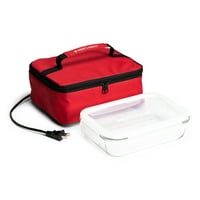 Тота за затопляне на храна, торбичка за обяд 120V със стъклено ястие, червено