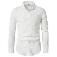 Мъцките на айемета с копче с ризи със солидна раирана риза спускат бутон с яка с дълъг ръкав блуза блуза