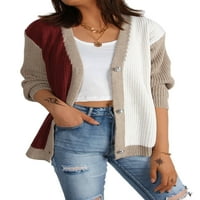 Пайли плетени жилетка якета за жени раирани копчета с дълъг ръкав яке изхожда есен зимни плетани върхове блузи claret s