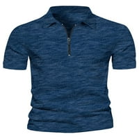 Paille Mens тениски цип летни върхове Лапета врат поло риза ежедневна работа блуза тъмно синьо l