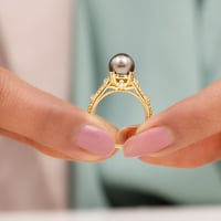 Таитянски перлен пръстен с моасанит, пръстен, вдъхновен от природата, 14к жълто злато, САЩ 5.50