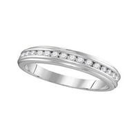 Солидна 10k бяло злато негово и нейното кръгло диамантен пасианс съвпадение двойка три пръстена Булчински пръстен сватбени ленти 1. Ct .. -